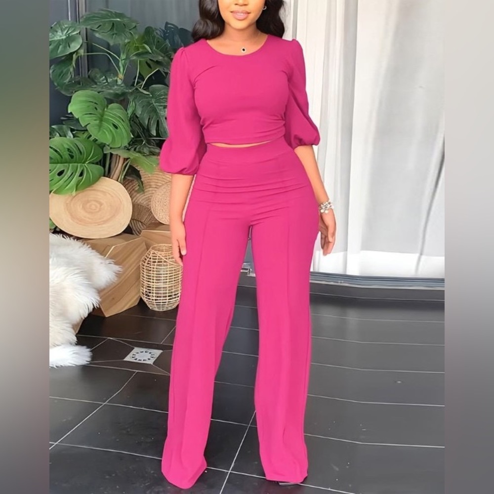 Women’s Round Neck Lantern Sleeve Top & Pants Set🍃🌹🍃
